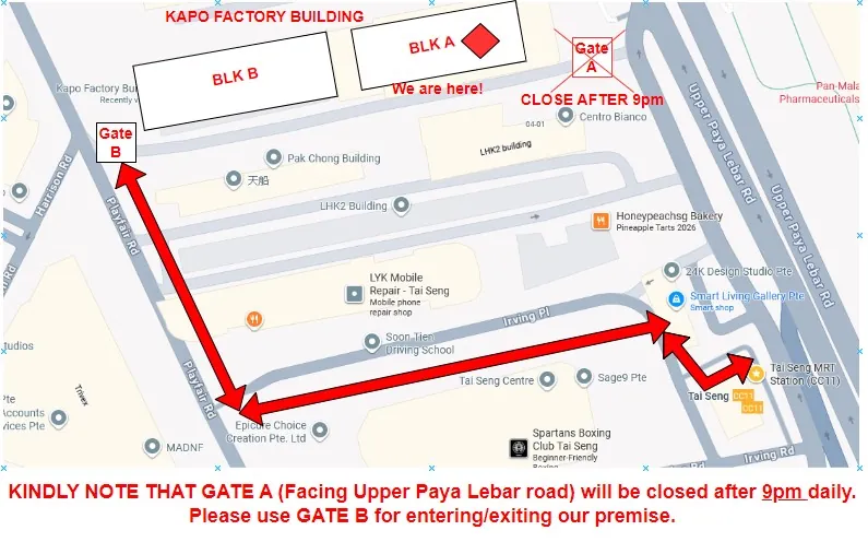 Route to Gate B for entry after 9pm